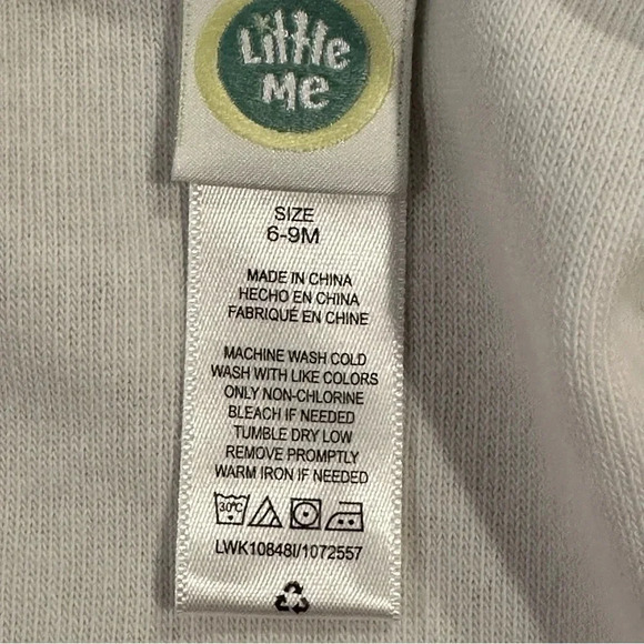 Little Me White Terry Cloth Hoodie Swim Cover Up Pink Bow Ribbon Size 6-9 Month - Picture 5 of 8